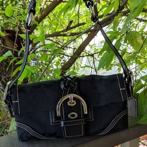 Coach Black Soho Mini Signature Flap Shoulder Bag